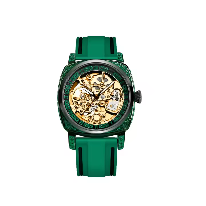 Reloj Mecánico Para Hombre Elegante Y Luminoso Con Correa De Silicona Resistente Al Agua Dial De Números Romanos Estilo Lujo - 1