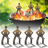 Rack De Barbacoa Humanoide De Acero Inoxidable Para Alimentos Al Aire Libre Soporte Divertido Portátil Para Camping Y Fiestas De Verano Con Gancho Para Hotdogs - details 0