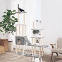 vidaXL Rascador para gatos con postes de sisal 279 cm Color Crema,  Gris claro,  Gris oscuro y mas - details 1