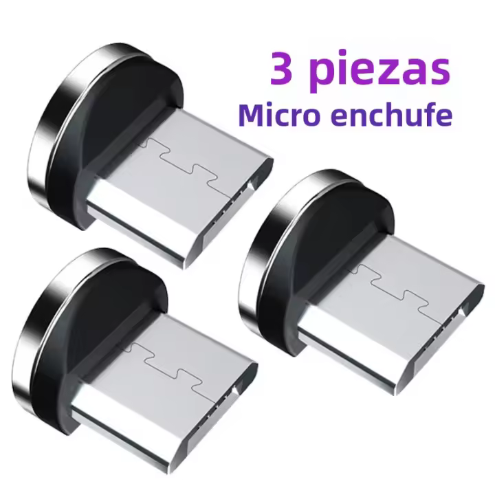 Adaptador De Cable Magnético Redondo Para Micro USB Y Tipo C Con 360 Grados De Rotación Pack De 1/3/5 Piezas Braid Material - 1