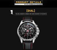 Reloj De Pulsera De Cuarzo Para Hombre MEGIR Moda Resistente Al Agua Con Correa De Cuero Negro Lujo Y Casual Estilosólido - details 5