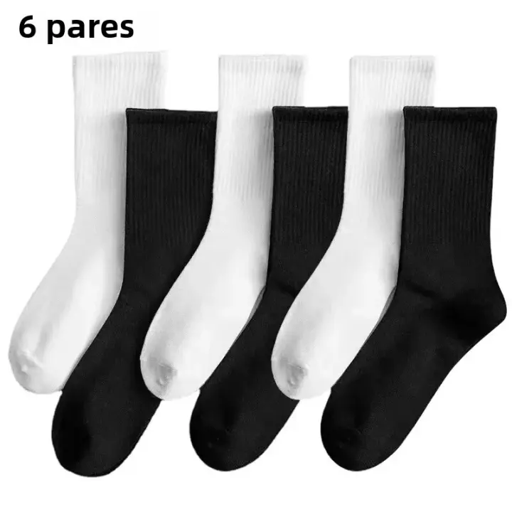 Calcetines De Punto Neutrales Con Rayas Cuello Redondo Absorbentes De Sudor Transpirables Para Primavera Verano Paquete De 2/6/10/20 Pares Calcetines Deportivos Y Casuales Para Parejas - 1