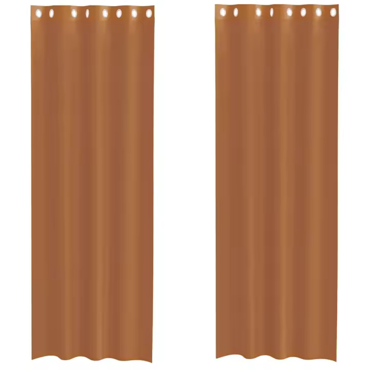 Cortinas de gasa con ojales 2 uds terracota - 1