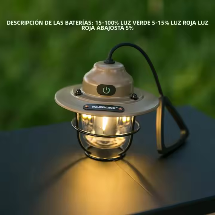 Lámpara De Mano Vintage Para Camping Recargable Ultra-larga Vida Útil Luz Ambiente Portátil Para Tent Iluminación Al Aire Libre - 1