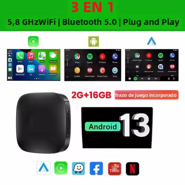 Adaptador De Carplay Inalámbrico Para Coche Android 13 AI Box Compatible Con Citroen C3 C5 C5X C5 AIRCROSS C3-XR C6 Para Netflix Y Youtube - 1