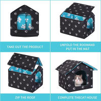 Casa De Gato Impermeable Para Exteriores Villa De Tienda Para Perros Refugio Plegable Para Mascotas Casa De Gatos Collapsible - details 3