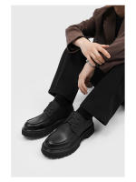 Zapatos De Negocios Casuales Para Hombre Con Plataforma Grande Y Suela Gruesa Cuero Patentado Seguridad Antideslizante Exterior - details 3