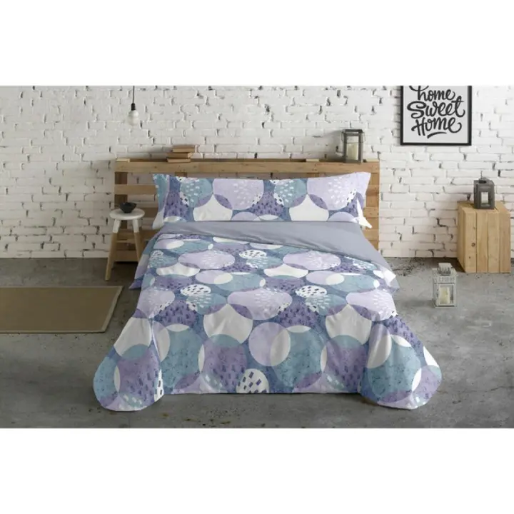 Hosteline - Juego de funda nórdica Hosteline Circulos Azul Cama de 135 3 Piezas - 1