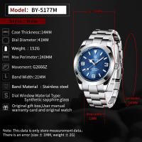 Reloj De Pulsera Mecánico Para Hombres BENYAR Marca De Lujo Acero Inoxidable Resistente Al Choque Con Marcadores Arábigos Y Calendario Completo - details 1