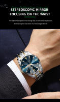 Reloj De Hombre 2024 Moda Nueva Con Rivet Correa De Acero Inoxidable Dial Azul Dorado Luminoso Diamante Agua Resistente Reloj De Negocios - details 1