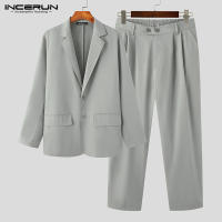 INCERUN Conjunto De Hombre 2024 Estilo Coreano Chaqueta Larga Y Pantalones Casual Streetwear Masculino Dos Piezas S-5XL Solido - details 12