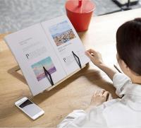 Soporte de Lectura para libros de Recetas de Cocina, soporte para Libros Con 2 soportes de metal para páginas, soporte para Libros y estantes de Madera plegable y ajustable, ideal para iPad or Tablet - details 1
