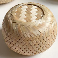 Cesta De Almacenamiento De Bambú Con Tapa Doble Hecha a Mano Para Té Frutas Aperitivos Caja De Almacenamiento Para Mesa - details 5