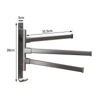 Soporte De Toalla De Baño Rotativo Estante De Cocina Soporte De Pared Aluminio Espacioso 2/3/4 Barras De Toalla Montado Por Si Mismos - details 1