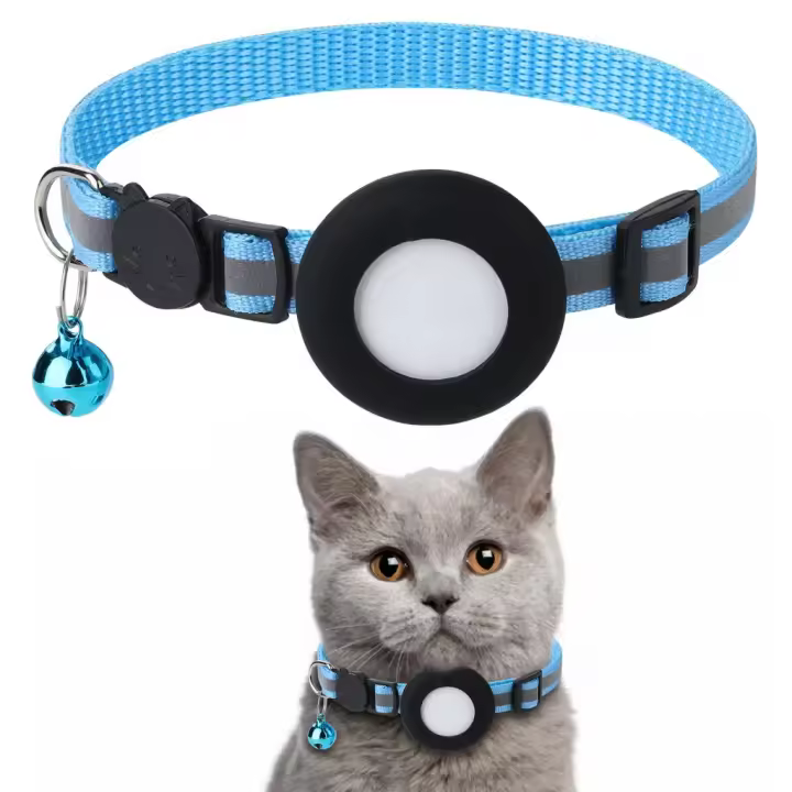 Collar Ajustable Para Gatos Con Portador De AirTag Reflectivo Y Impermeable Incluye Campana Y Cordón De Seguridad Breakaway Para Gatos Y Gatitos - 1