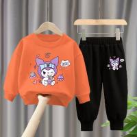Conjunto De Sudadera Y Pantalones Para Niñas Sanrio Kuromi Estampado Casual Deporte Dos Piezas O-Neck Cuello Sin Capucha - details 4