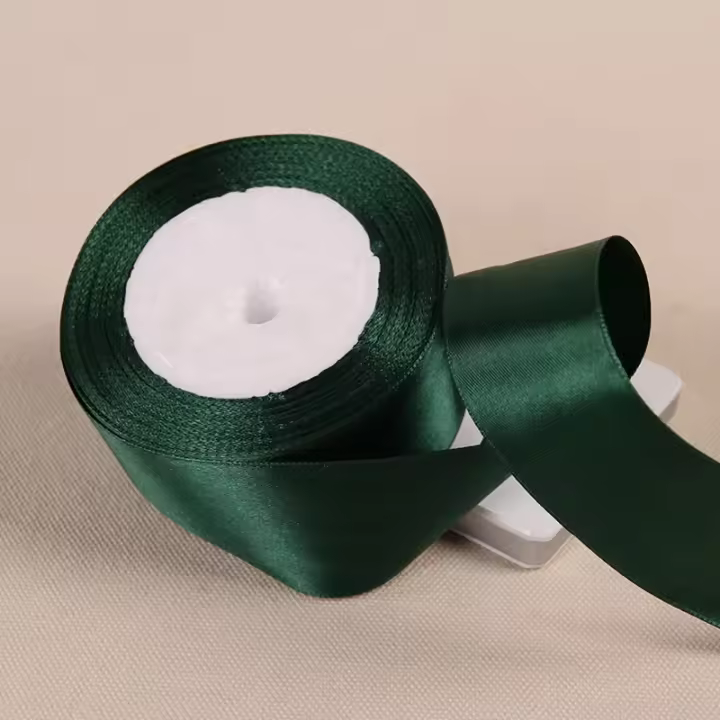 Cinta De Satén Verde Oscuro Individual 25 yardas/Roll Para Manualidades DIY Regalos De Navidad Y Fiesta Empaque - 1