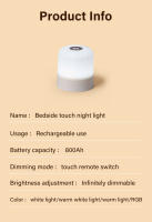 Lámpara De Noche Recargable Portátil Con Control Remoto Y Toque Cambio De Color RGB 16 Luz Para Dormitorio Y Habitación - details 15