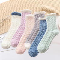 6 Pares De Calcetines De Piel De Coral Gruesa Para Mujer Medio Tobillo Para Otoño E Invierno Cómodos Y Suaves Para Dormir - details 4