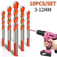 Juego De 10 Piezas De Brocas Para Masonería Para Azulejos Ladrillo Cemento Vidrio Plástico Madera Etc. 3-12mm Brocas De Carburo Herramientas De Perforación - details 0