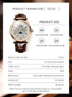 Reloj Mécanico Para Hombre TEVISE 2025 Resistantes Al Agua Con Fase Lunar Cuero De Lujo Automático De Marca Top Reloj De Pulsera - details 7
