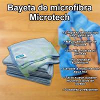 Bayeta de microfibra azul 40x38cm profesional, Pack 12 Unidades, PLA Bayeta Microtech, para la limpieza de todo tipo de superficies tanto en húmedo como en seco. Paño microfibra multiusos para la limpieza de cocinas, baños, muebles, salpicaderos. - details 0