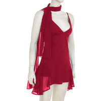 Vestido Vintage A-Line Irregular De Mujer Con Halter Y Malla Sin Mangas De Spaghetti Estilo Chic Para Fiestas Y Calle Moda Sexy Y Club - details 6