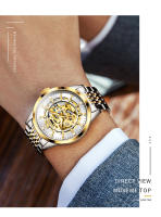 Reloj De Pulsera Mecánico Para Hombre OLEVS Lujo Oro Esqueleto Automático Resistente Al Agua Acero Inoxidable Luminoso Negocios - details 11