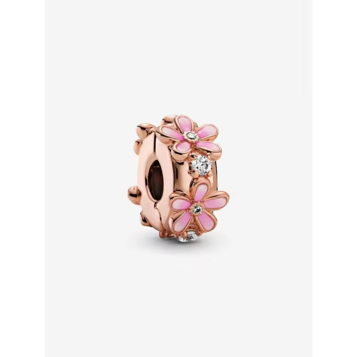 Pandora - Charm with clip espaciador de Margarita Rosa-Baño de Gold Rose de 14 K - 1