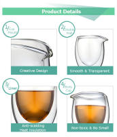 Taza De Té Chino Arshen Hecha a Mano 200ml De Vidrio Resistente Al Calor Con Doble Capa Para Café Y Té Con Aislamiento De Calor - details 2