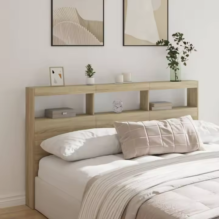 vidaXL Cabecero de cama con LED roble Sonoma 180x17x102 cm - 1