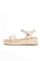 Lyla Wang Sandalias doradas mujer de esparto diseño con doble tira - details 4