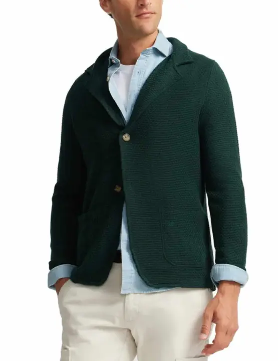 Chaqueta Silbon verde botella de lana regular para hombre - 1