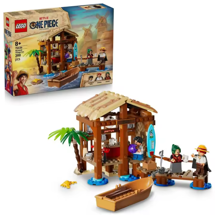 [PREVENTA]  LEGO® ONE PIECE Cabaña del Pueblo Molino Kit de Construcción, Juguete Para Interpretar Historias de Piratas, Decoración de Estilo Anime, Juego Para Niños y Niñas 75636 - 1