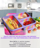 YverLand -  Fiambrera infantil plegable para niños y niñas. Lonchera para colegio y guardería. Lunch box para almuerzo o merienda. Tupperware escolar o para comida de trabajo - details 5