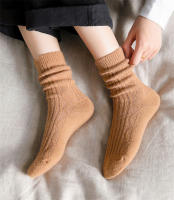 Calcetines De Invierno Para Mujer Color Sólido Cálidos Y Gruesos Calcetines Largos De Lana Estilo Japonés Moda Transpirables - details 3