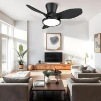 Ventilador de techo silencioso con luz LED, motor de CC, gran volumen de aire de 32 pulgadas, control remoto para cocina, dormitorio, comedor, patio - details 2