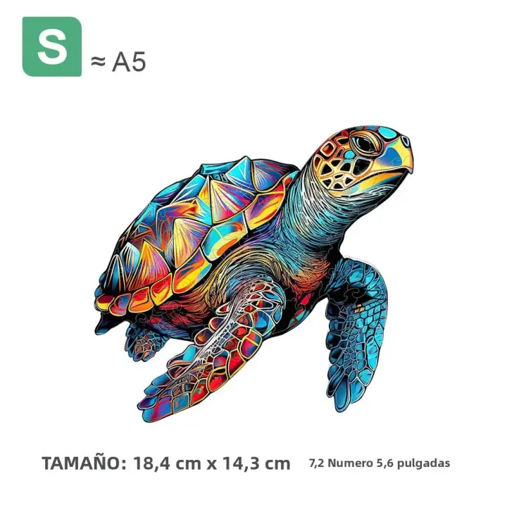 Puzzle De Madera En Forma De Tortuga Juego Interactivo Familiar Regalo Único Para Adultos Juego De Rompecabezas Irregulares Personalizable - 1