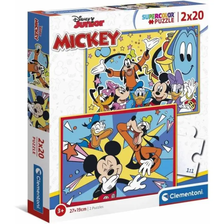 Puzzle de Dibujos Animados 2 x 20 piezas Disney Mickey Mouse Clementoni Supercolor - 1
