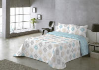 Colcha Doble Cara  Primavera Verano - Estampado Botánico con Tallos Lavanda y Flores en Relieve｜Tallos Lavanda Cama 90,  135 y 150 , Incluye 1-2 Fundas de Almohada Botánicas ,Poliéster Suave Antipilling y Secado Rápido - details 1