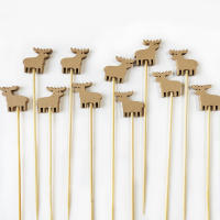 100Pcs Palillos De Bambú Desechables Para Navidad En Forma De Santa Y Payaso De Nieve Fork De Taza De Buffet Palillos Para Fiesta De Navidad Decoración De Fiesta - details 4