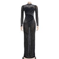 Vestido De Baile Elegante Para Mujer Con Diamantes Y Malla Largo De Manga Elegante Para Fiesta Y Noche Vestido De Lujo - details 6