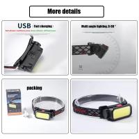 Lámpara Frontal LED COB Super Brillante Con Batería Integrada Recargable Por USB Fuente De Luz Potente Impermeable Para Camping Y Actividades Al Aire Libre - details 5