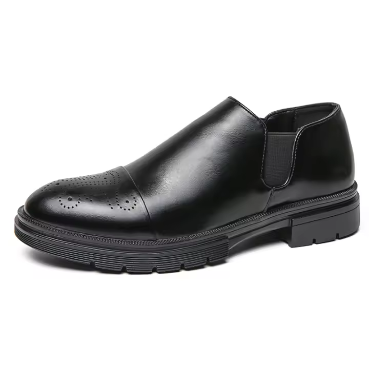 Zapatos Casuales Para Hombre 2024 Nueva Tendência Brogue De Cuero Carved Simple Y Elegante Zapatos Slip-On Para Negocios Y Vida Diaria - 1