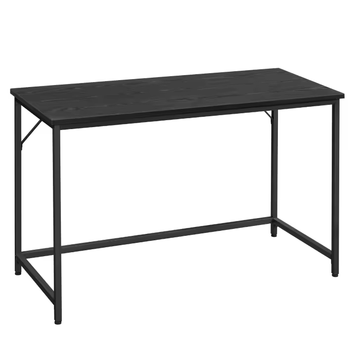 VASAGLE Escritorio, Mesa Oficina Pequeña y Estación Trabajo, Mesa para Teletrabajo, Estudio, Dormitorio, 60 x 120 x 76 cm, Estilo Industrial, Estructura Metal, Marrón Rústico y Negro Tinta/Negro Ébano y Negro Tinta/Blanco Arce - 1