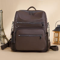 Mochila de PU retro europea y americana, mochila informal de gran capacidad para mujer - details 7
