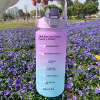 Botella Deportiva De Agua Con Marca De Tiempo Reutilizable Y Portátil Para Adultos Material De Plástico PP Para Gimnasio Y Viajes - details 3