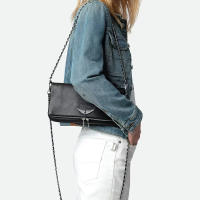 Bolso De Hombro Con Alas Negras Para Mujer, Cadena De Alas, Bolso De Cuero Cruzado Para Mujer - details 0