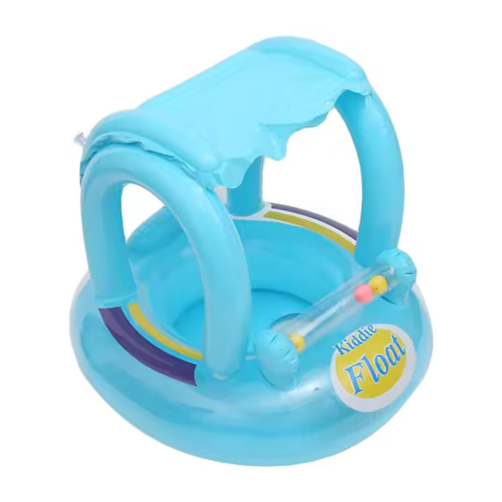 Nuevo anillo de natacion inflable con juguete de sombrilla, adecuado para piscina de bebé de 6-36 més, Asiento flotante no tóxico y seguro (Azul) - 1