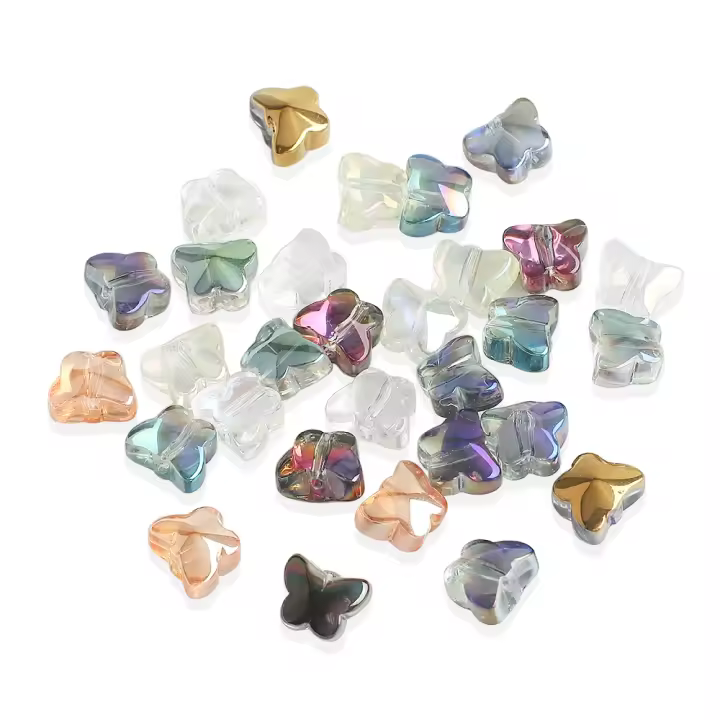 50 Pcs Pendientes De Mariposa De Cristal De Vidrio Pintado En Color 8mm Para Creación De Joyería Pulseras Accesorios DIY - 1